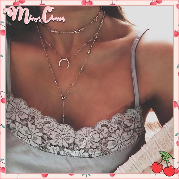 Mary's Cherries Boutique Jewelry - 🍒 MOON 🌙 Pendant Layered Necklace